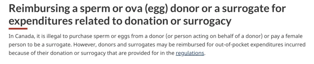 Egg donor qualifications support the reimbursement only model.