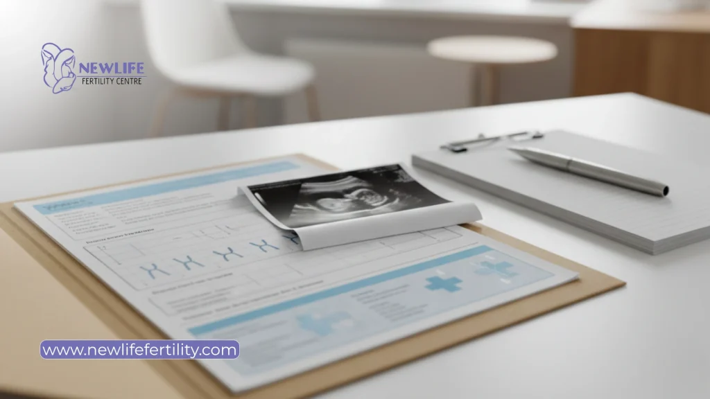 Genetic abnormalities are identified through a chromosome test for clarity.