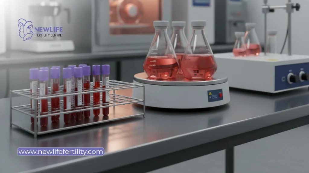 After collection, the karyotype test examines cells for abnormalities and genetic variations.
