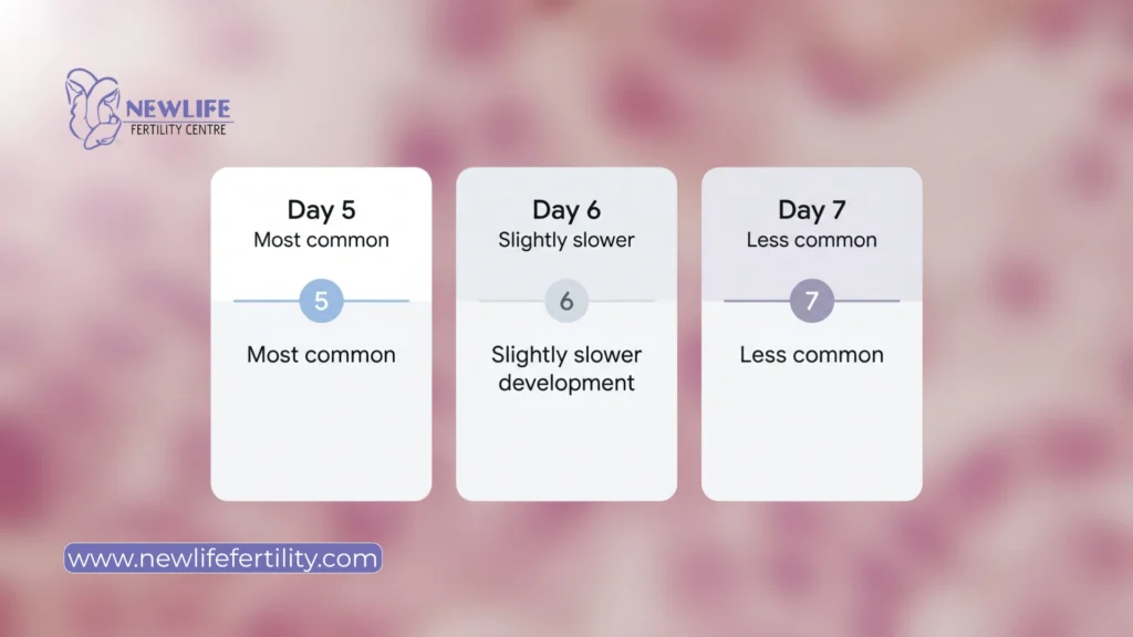 Frozen embryo transfer blastocyst differences in day 5, day 6 and day 7 stages.