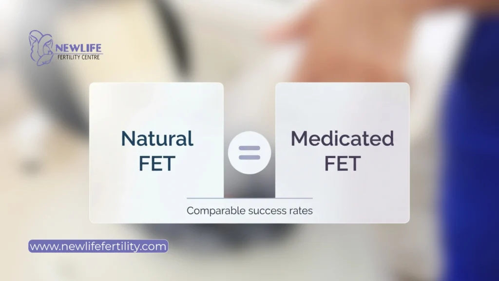 Compare natural vs medicated frozen embryo transfer success rates.

