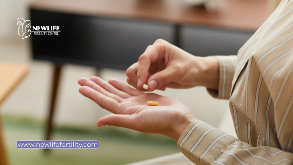 Supplements for frozen embryo transfer support preparation and fertility care.