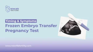 Frozen embryo transfer pregnancy test timing and symptom information.