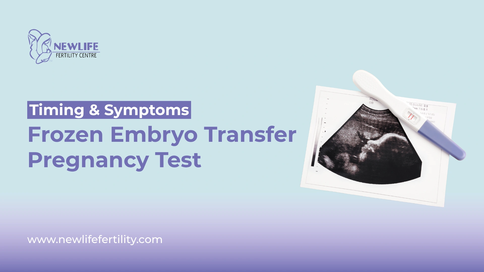 Frozen embryo transfer pregnancy test timing and symptom information.