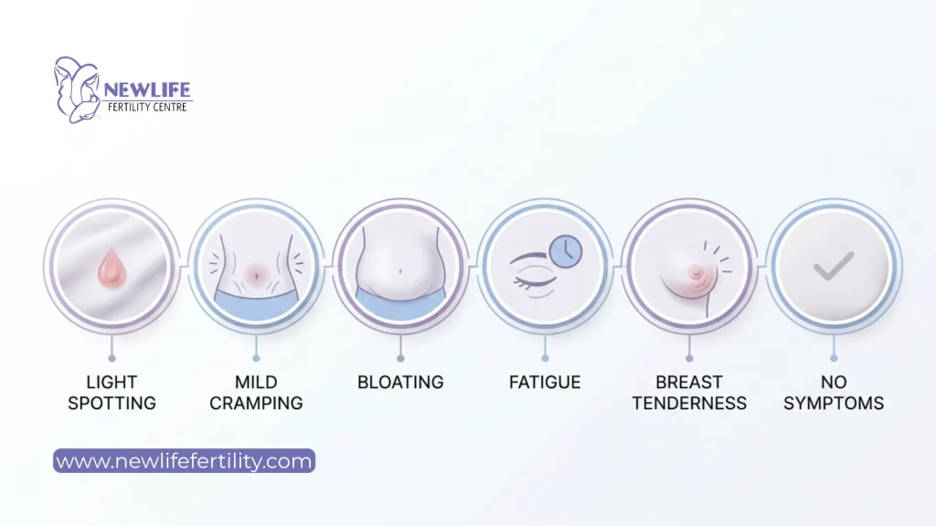 Learn about symptoms of implantation after frozen embryo transfer. 