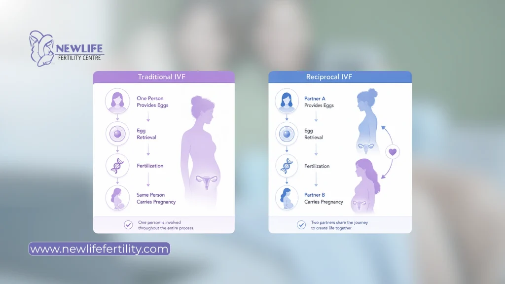 Comparison between reciprocal ivf process and traditional ivf process treatment.