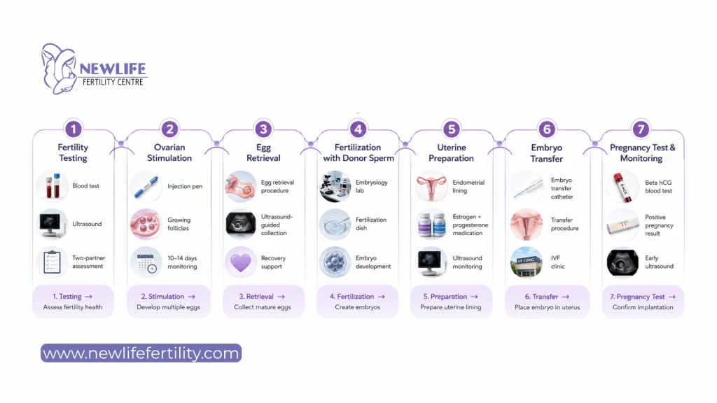 Explore the step by step reciprocal IVF process and fertility treatment journey.