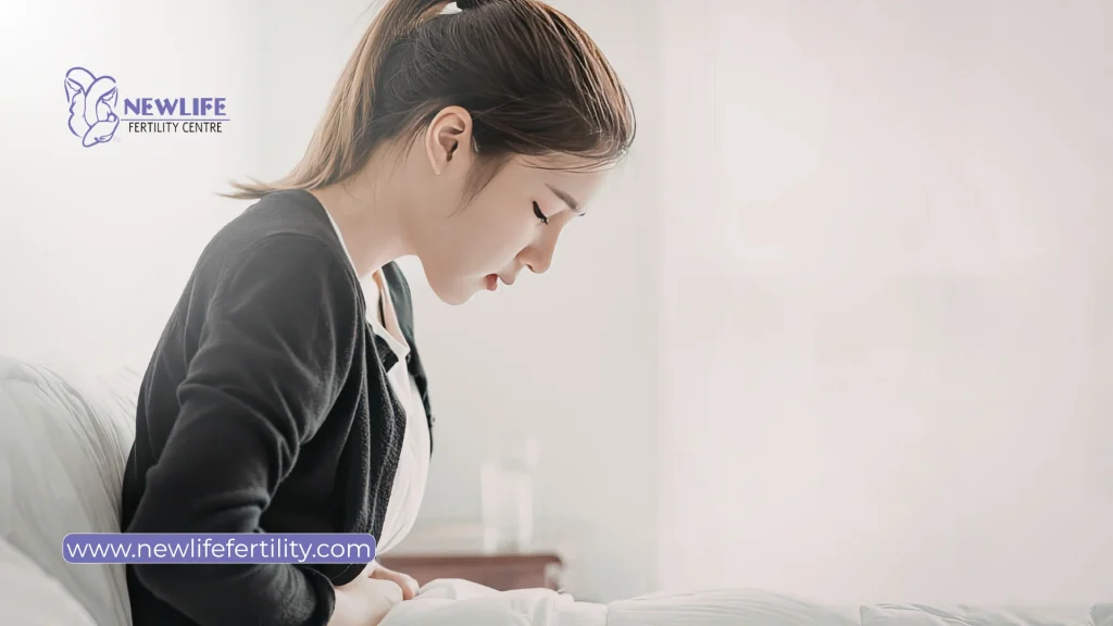 Early pregnancy symptoms before positive pregnancy test after frozen embryo transfer.
