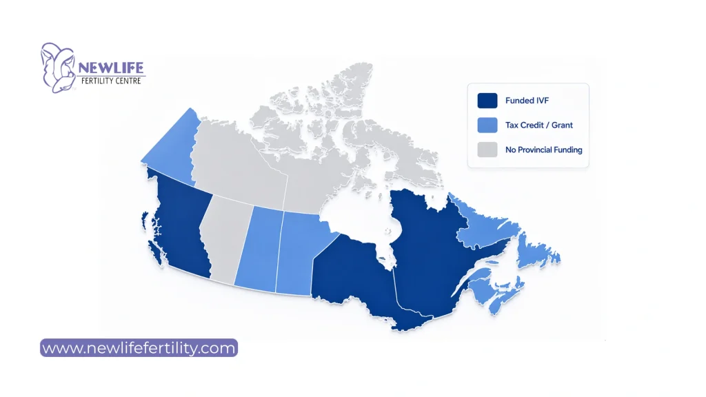 Countries with IVF funding information for Canadian provinces.