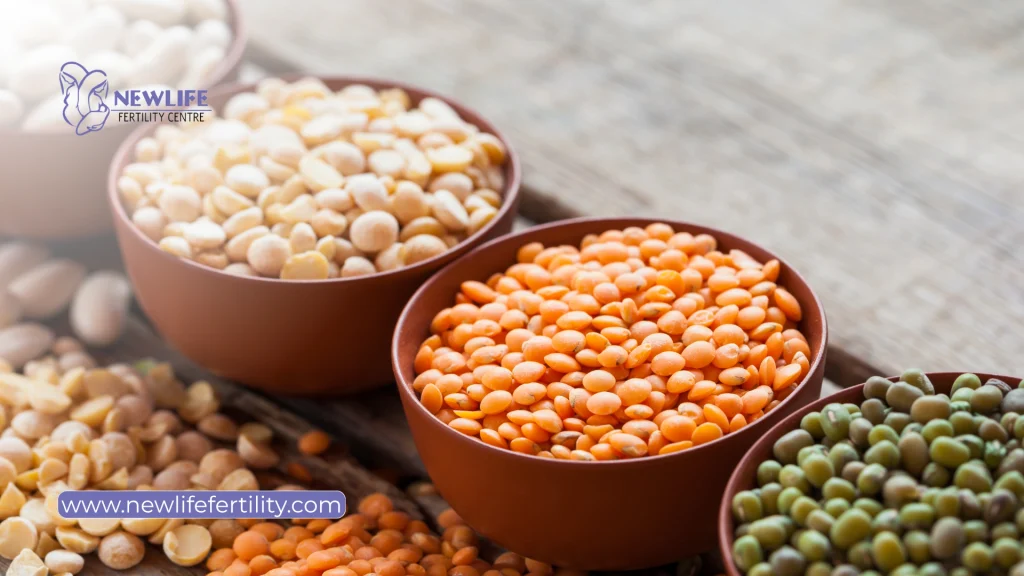 Beans and lentils support iron and folate intake for foods that enhance fertility in a woman.