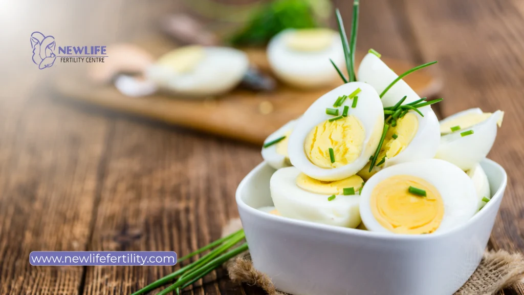 Eggs as foods that enhance fertility in female diets.
