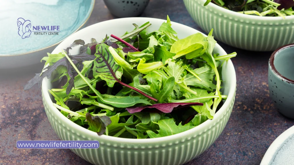 Leafy green vegetables as foods for male fertility enhancement.

