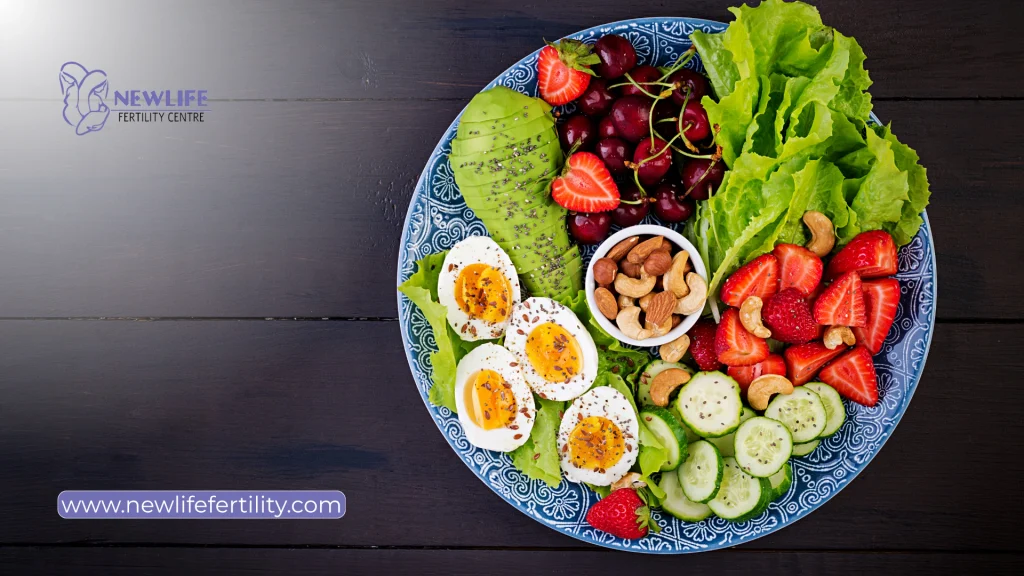 Nutrient rich balanced diet supports overall reproductive health and enhances fertility. 