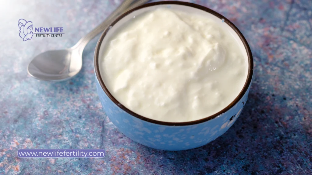 Plain yoghurt as one of the foods for male fertility enhancement and sperm health. 

